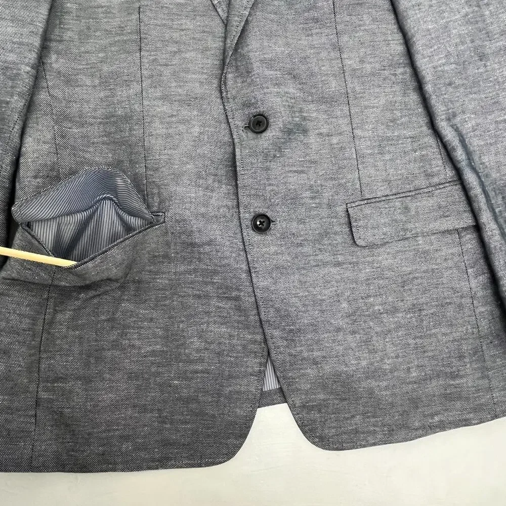 Banana Republic Mens Blazer Jacket Gray‎ 2-Button Single Breasted Long Sleeve
